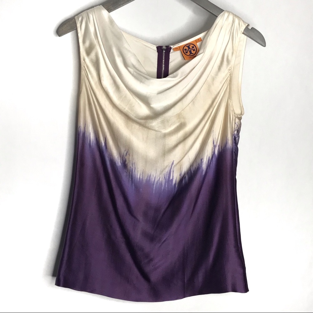 Tory Burch Lisa Dip Purple Sleeveless Top